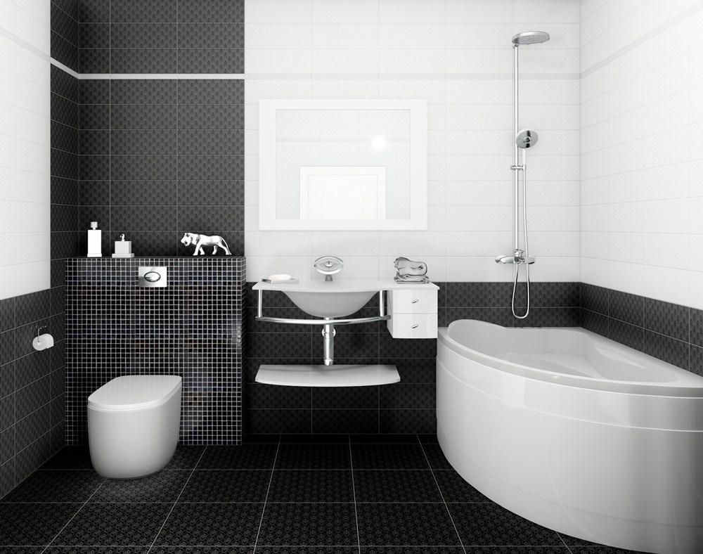 Ванная комната фото в черно белом цвете фото