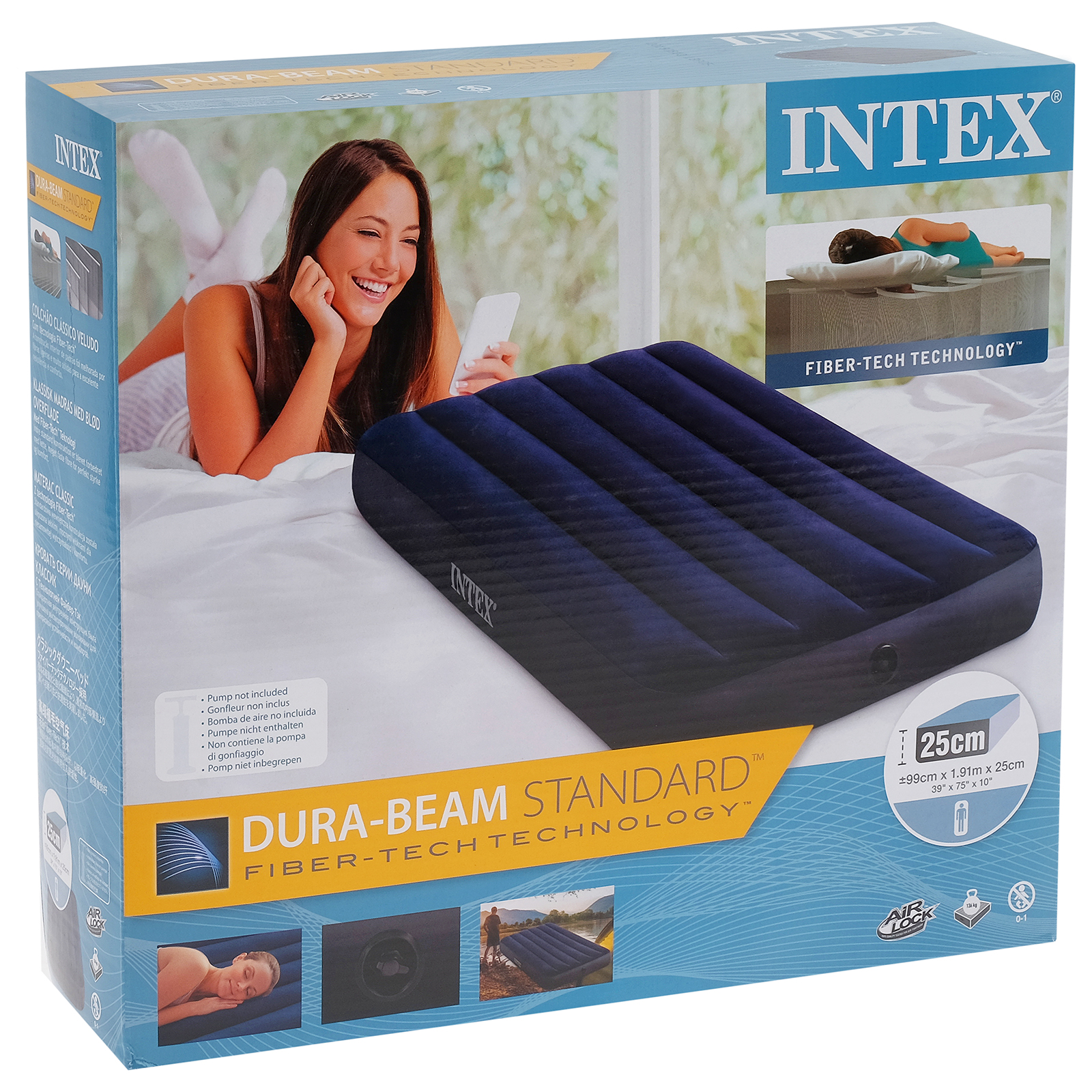 Кровать матрас Fiber-Tech, 99х191х25 см, Intex 