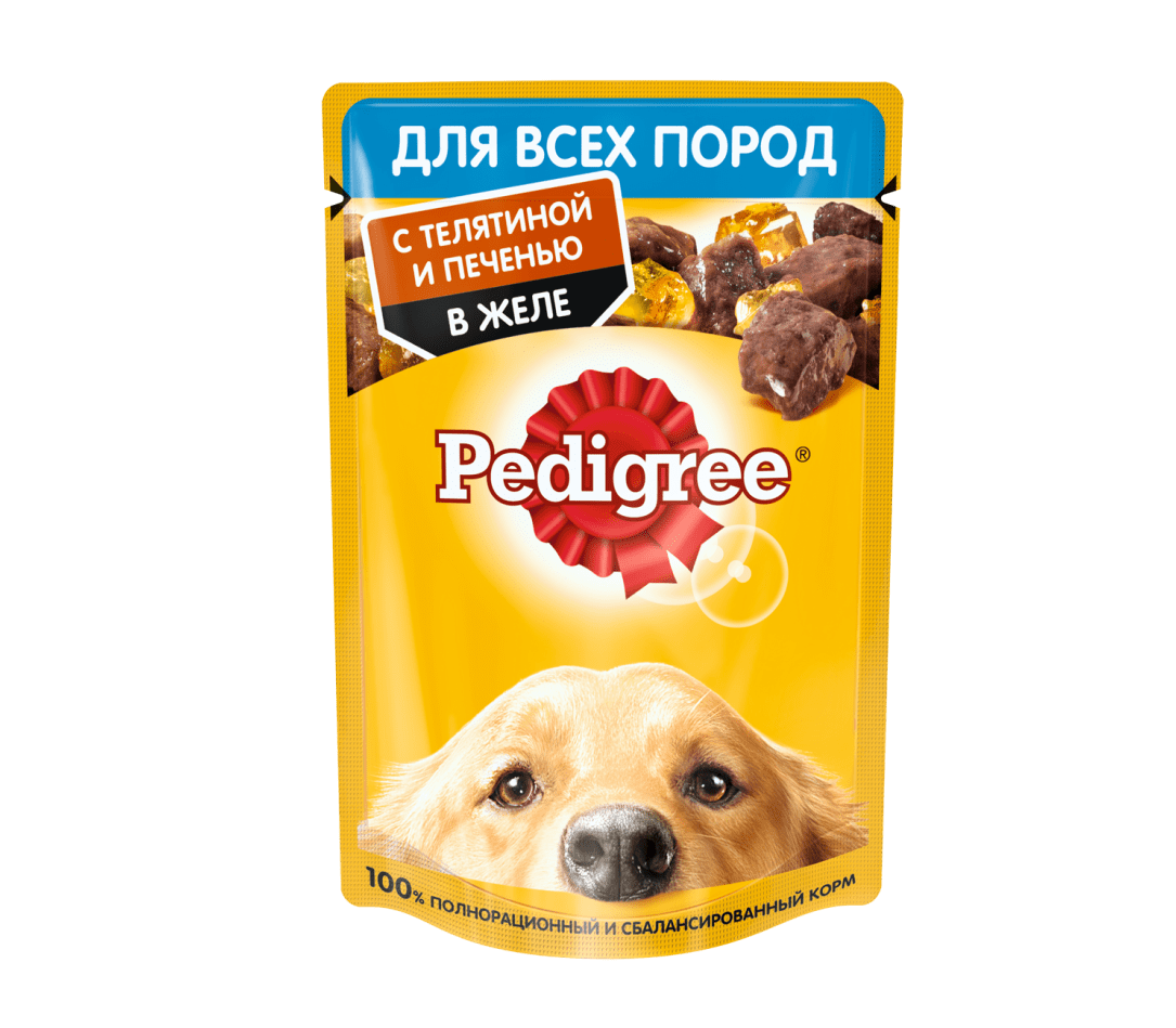 Корм для собак Pedigree пауч телятина/печень в желе 85г купить в  Екатеринбурге в интернет-магазине ДОМ