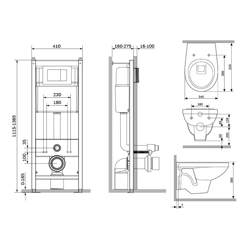 Инсталляция с подвесным унитазом Damixa Jupiter DX77.IS10151A.1738 с  клавишей купить в Челябинске в интернет-магазине ДОМ