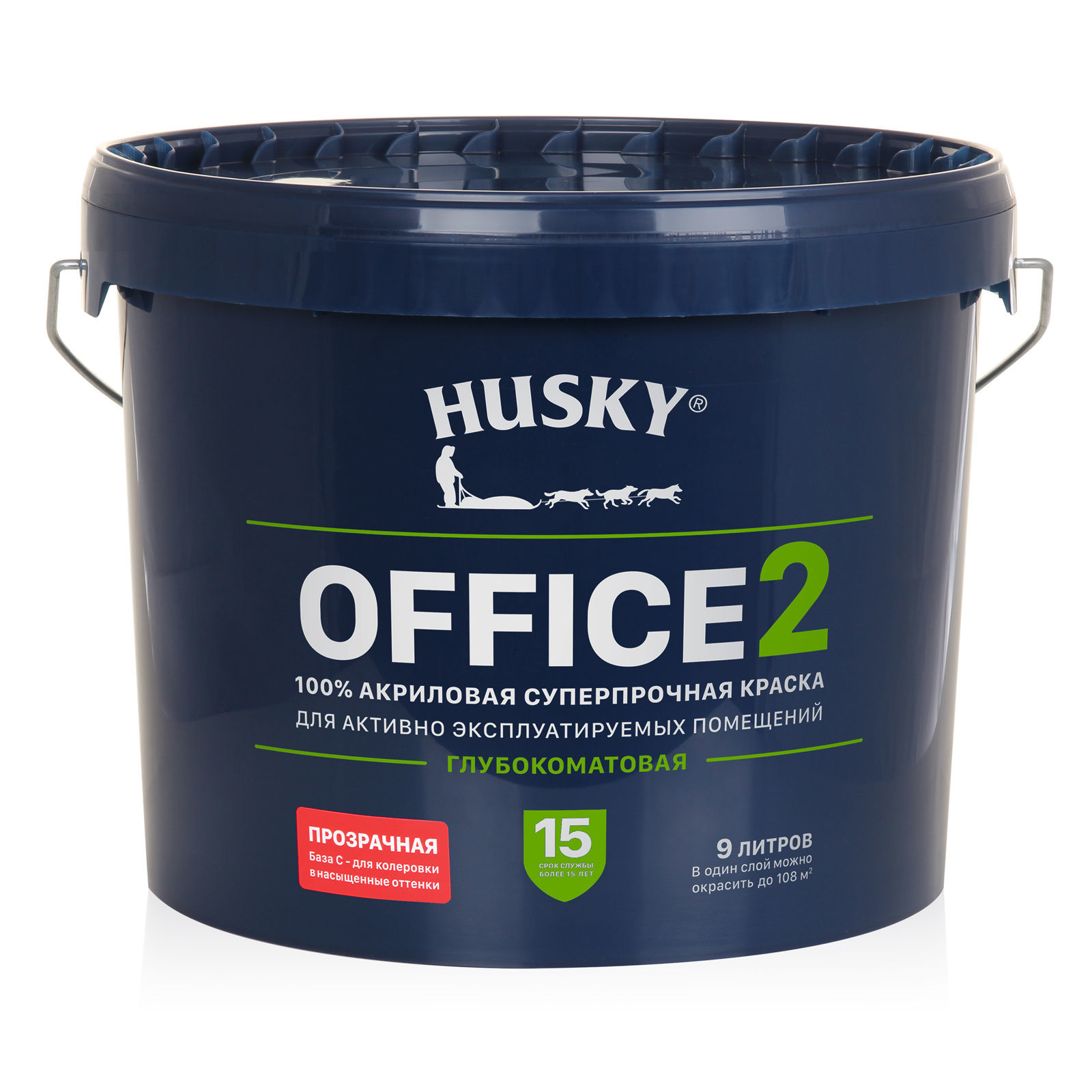 Краска акриловая суперпрочная HUSKY OFFICE 2 база С 9л купить в Челябинске  в интернет-магазине ДОМ