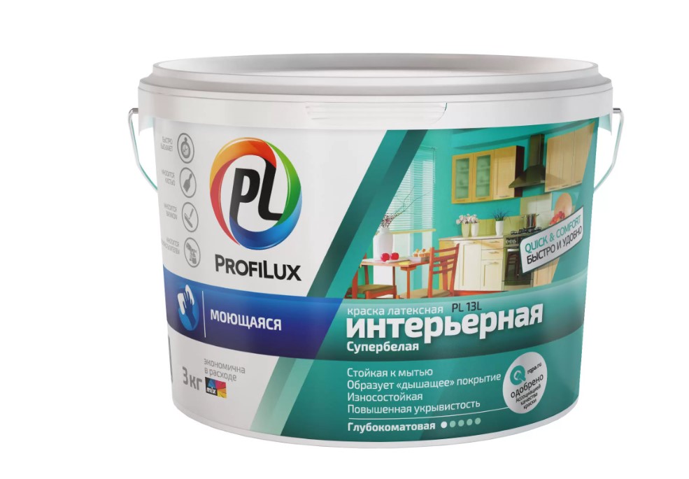 Краска ВД Profilux PL-13L латексная моющаяся износоустойчивая ...