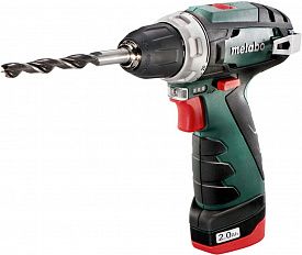 Дрель аккумуляторная Metabo PowerMaxx BS 12В металл 10мм дерево 18мм 2 аккумулятора